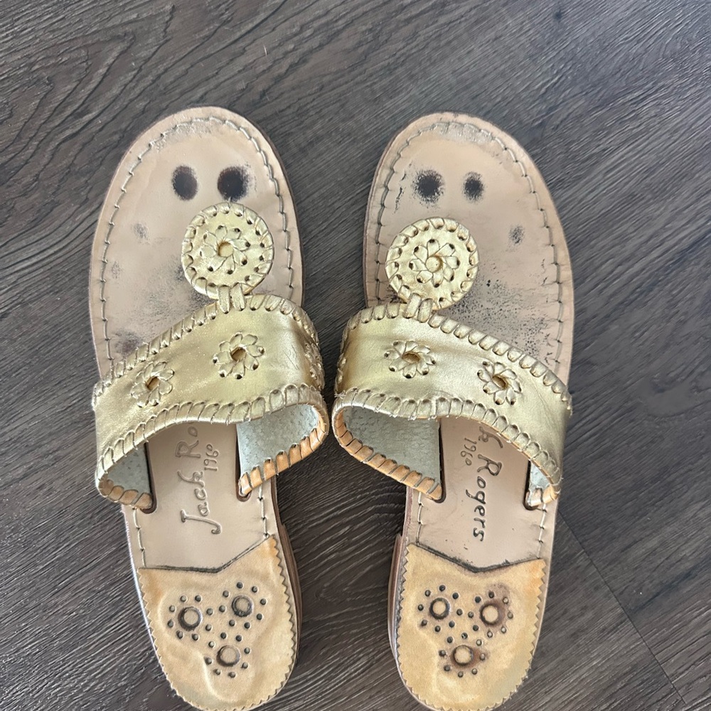 Jack Rogers Gold Leather Sandals